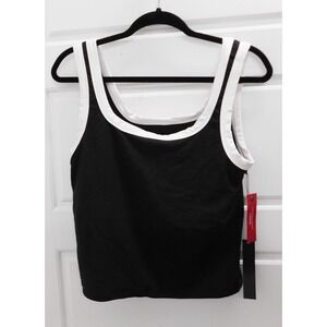 Carbon 38 Black White Striped Nylon Spandex Tank‎ Top USA sz XL NWT